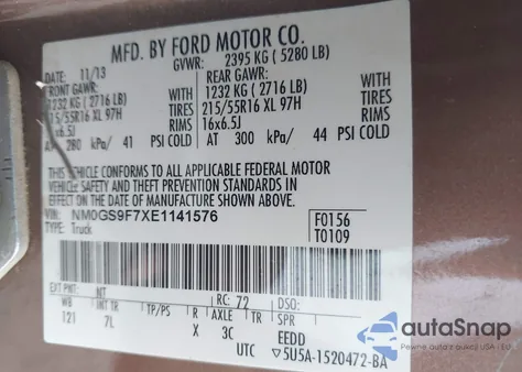 2014 Ford Transit Connect Xlt z USA, uszkodzony, nr VIN NM0GS9F7XE1141576